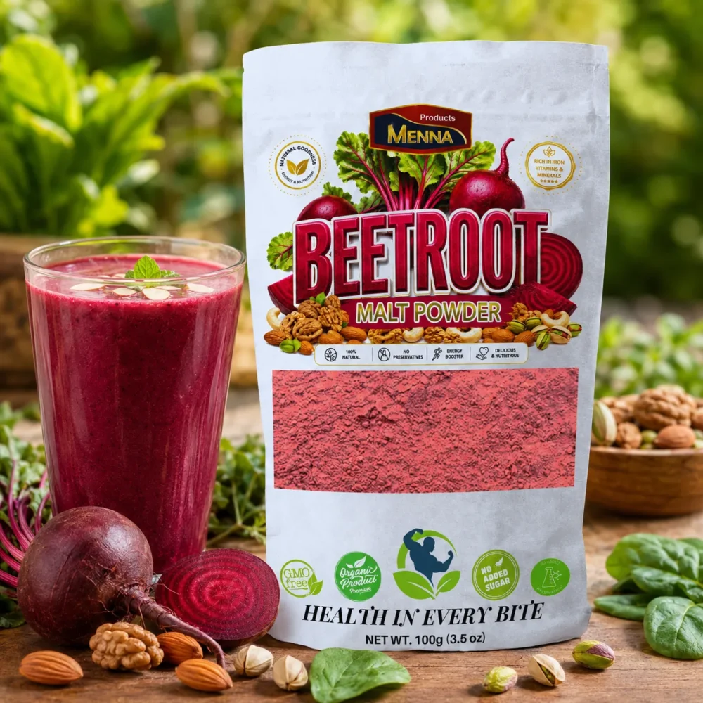 MENNA premium beetroot malt powder 100g pouch no added sugar natural energy booster made in sri lanka