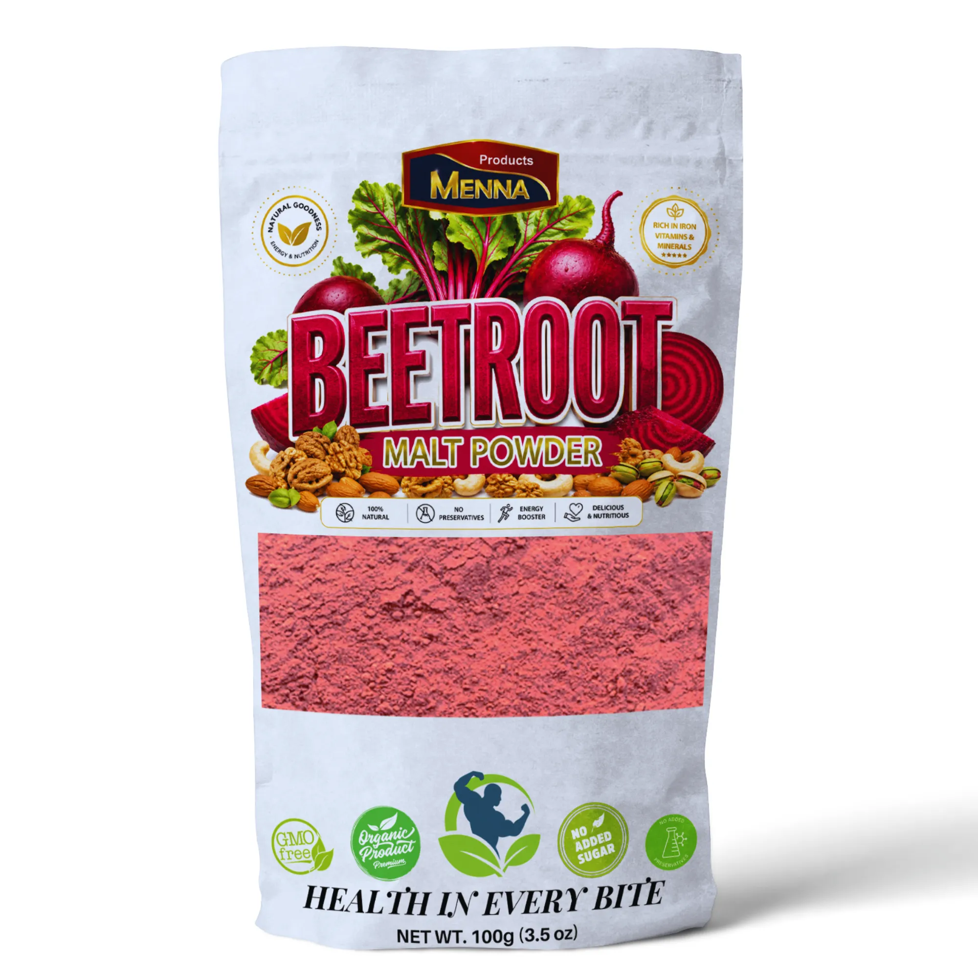 MENNA premium beetroot malt powder 100g pouch no added sugar natural energy booster made in sri lanka