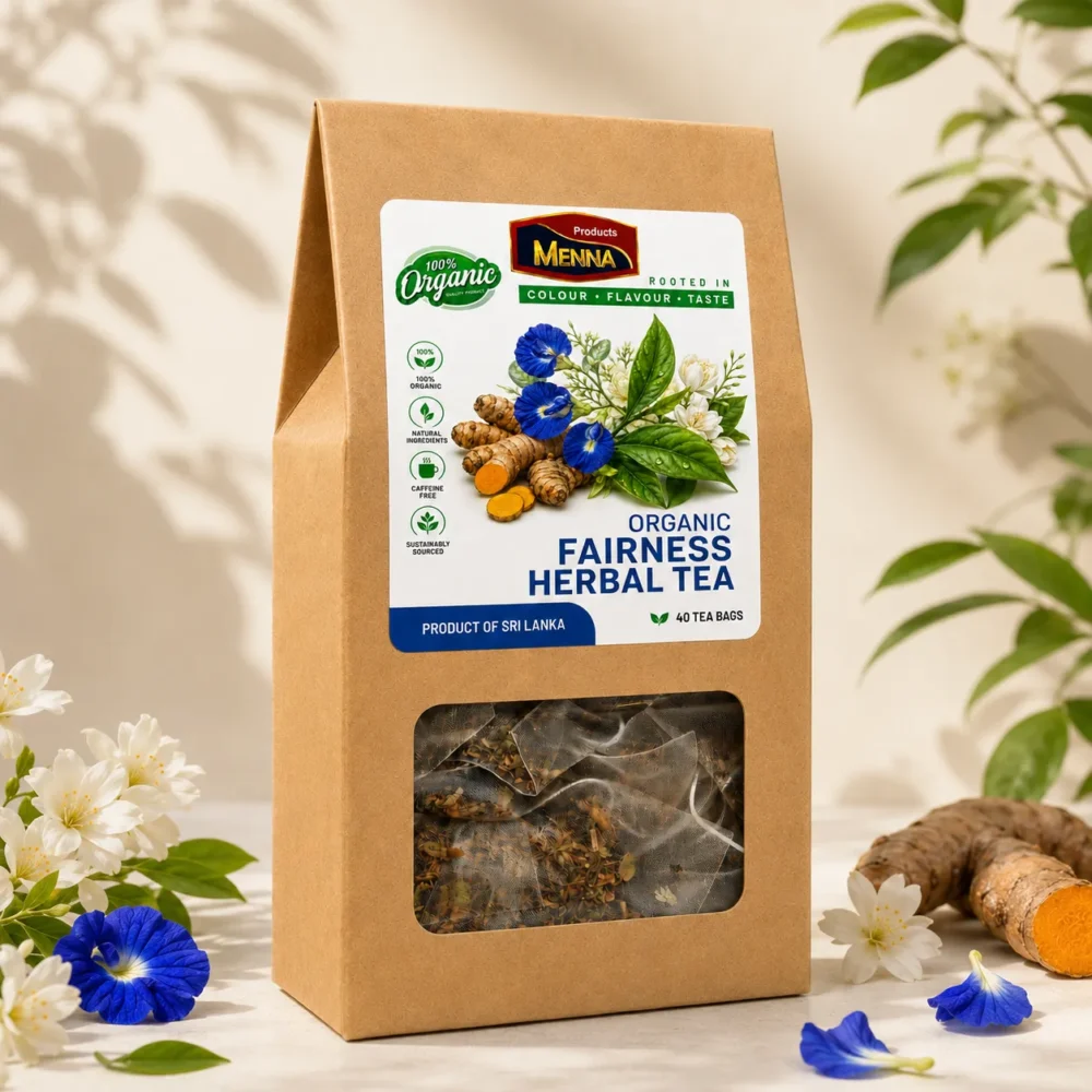 MENNA organic fairness herbal tea 40 tea bags skin glow blend made in sri lanka