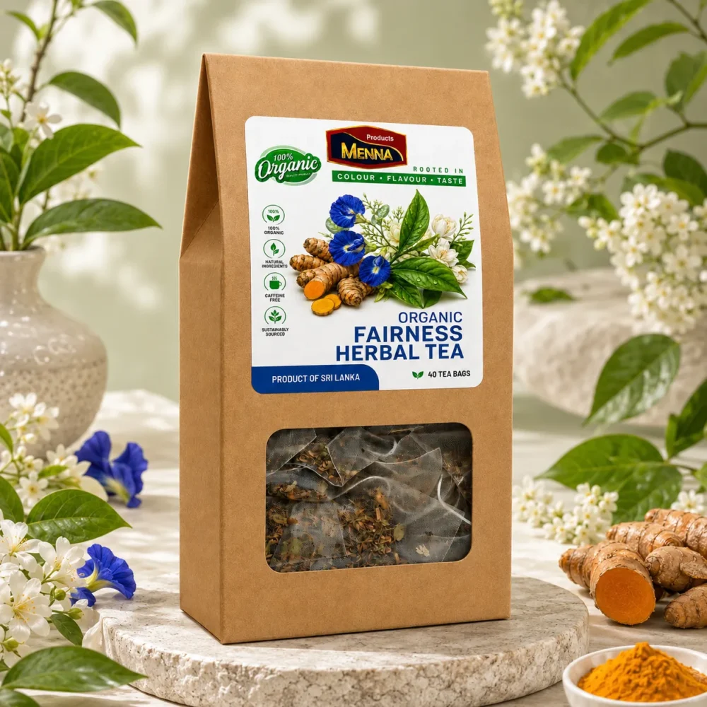 MENNA organic fairness herbal tea 40 tea bags skin glow blend made in sri lanka
