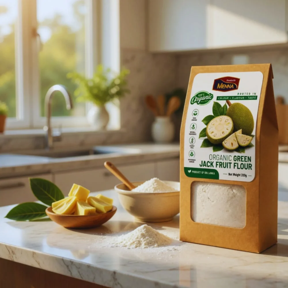 MENNA organic green jackfruit flour 250g pack gluten free diabetic friendly superfood made in sri lanka